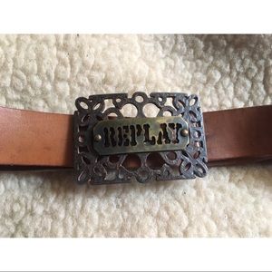 REPLAY Plate Rodeo Western Cowboy Cowgirl Classic Buckle Belt